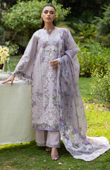 Luxury Lawn VoII By Elaf Unstitched Lawn Embroidered 3 Piece Suit - ELFLXL-4B- Pure Pulm - Summer Collection