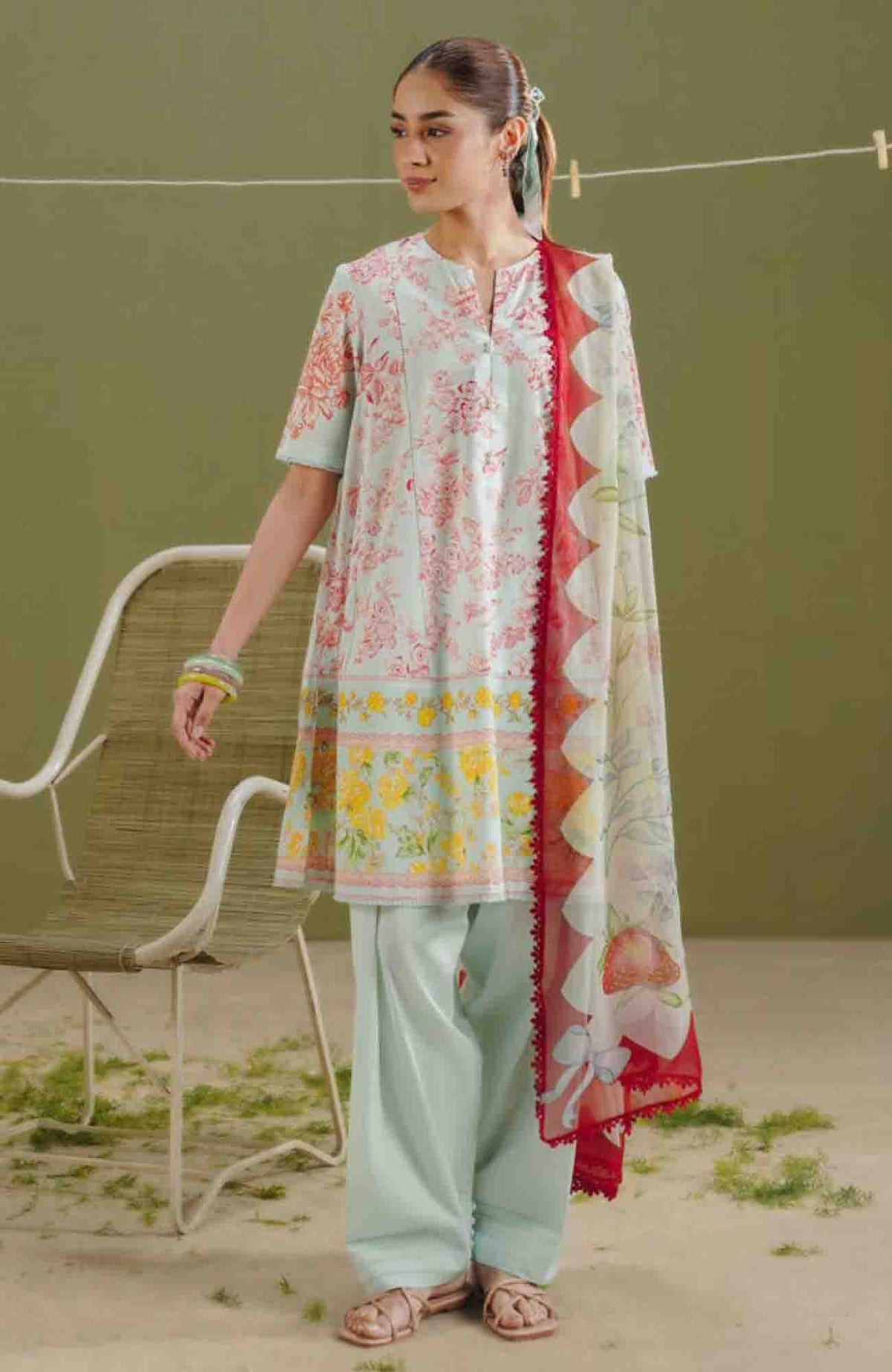 Coco  Prints Drop-One By Zara Shahjahan Unstitched Lawn Printed 3 Piece Suit - CCZSLP-4B- Elvo   - Summer Collection