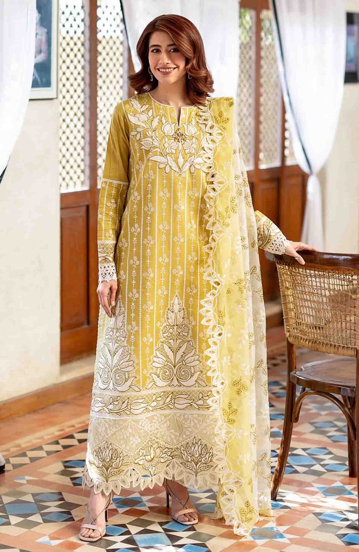 Astoria By Mushq Unstitched  Festive Lawn Embroidered 3 Piece Suit - MQHMAFL-04- Evadne- Summer Collection