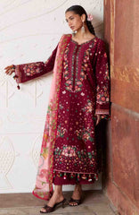 Zan By Hussain Rehar Unstitched Lawn Embroidered 3 Piece Suit -HRZANLXL-02- Kestane- Summer Collection