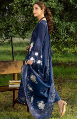 Luxury By Elaf Unstitched Lawn Embroidered 3 Piece Suit - ELFLXL-4B- Blue Belle - Summer Collection