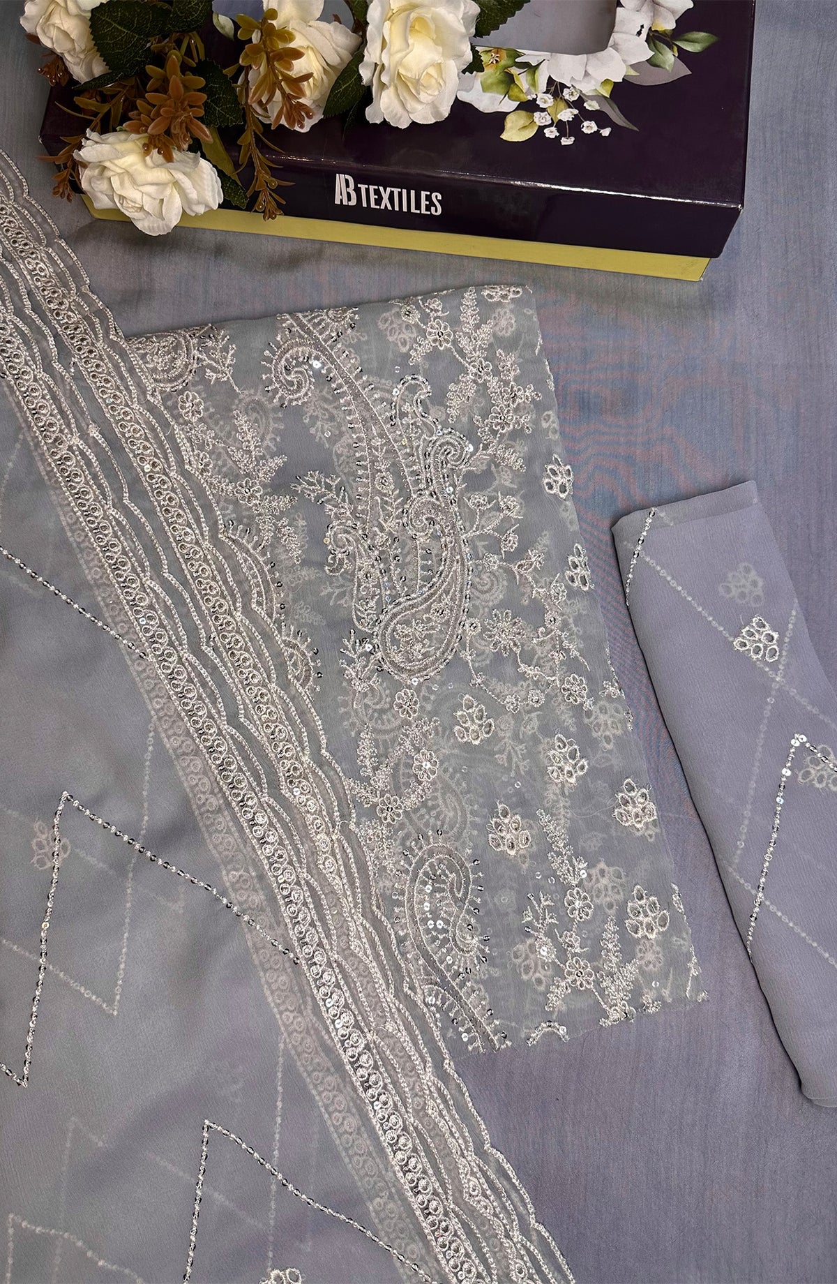Meerub Exclusive V5 By AB Textiles Unstitched Embroidered Chiffion  3 Piece - ABMRBEV5-04 Fomal Collection
