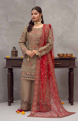 Zurr Signature by AB Textile Ready To Wear Organza Embroidered 3 Piece Suit - ABZRSN-04 - Formal Collection