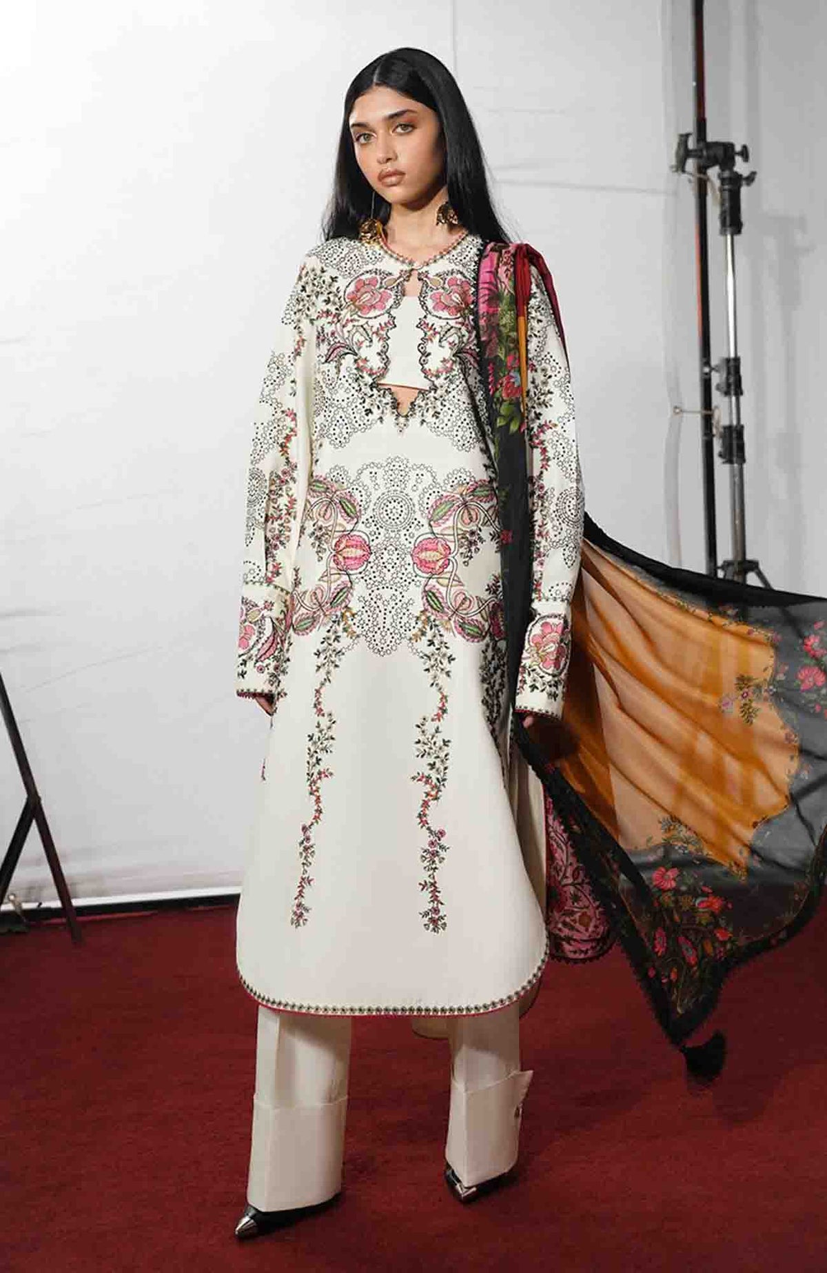 Jugnu by Hussain Rehar Unstitched Lawn Embroidered 3 Piece Suits- -JUGELXL-04- Rasti- Summer Collection