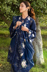 Luxury By Elaf Unstitched Lawn Embroidered 3 Piece Suit - ELFLXL-4B- Blue Belle - Summer Collection