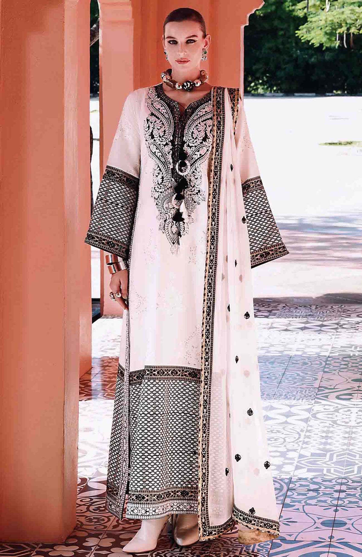 Nuvera Hemline By Mushq Unstitched Raw Silk Embroidered 3 Piece Suit MQHMNVF4-Gillian- Festive Collection
