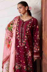 Zan By Hussain Rehar Unstitched Lawn Embroidered 3 Piece Suit -HRZANLXL-02- Kestane- Summer Collection
