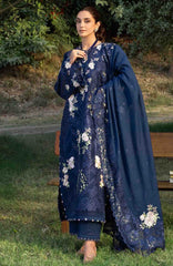 Luxury By Elaf Unstitched Lawn Embroidered 3 Piece Suit - ELFLXL-4B- Blue Belle - Summer Collection
