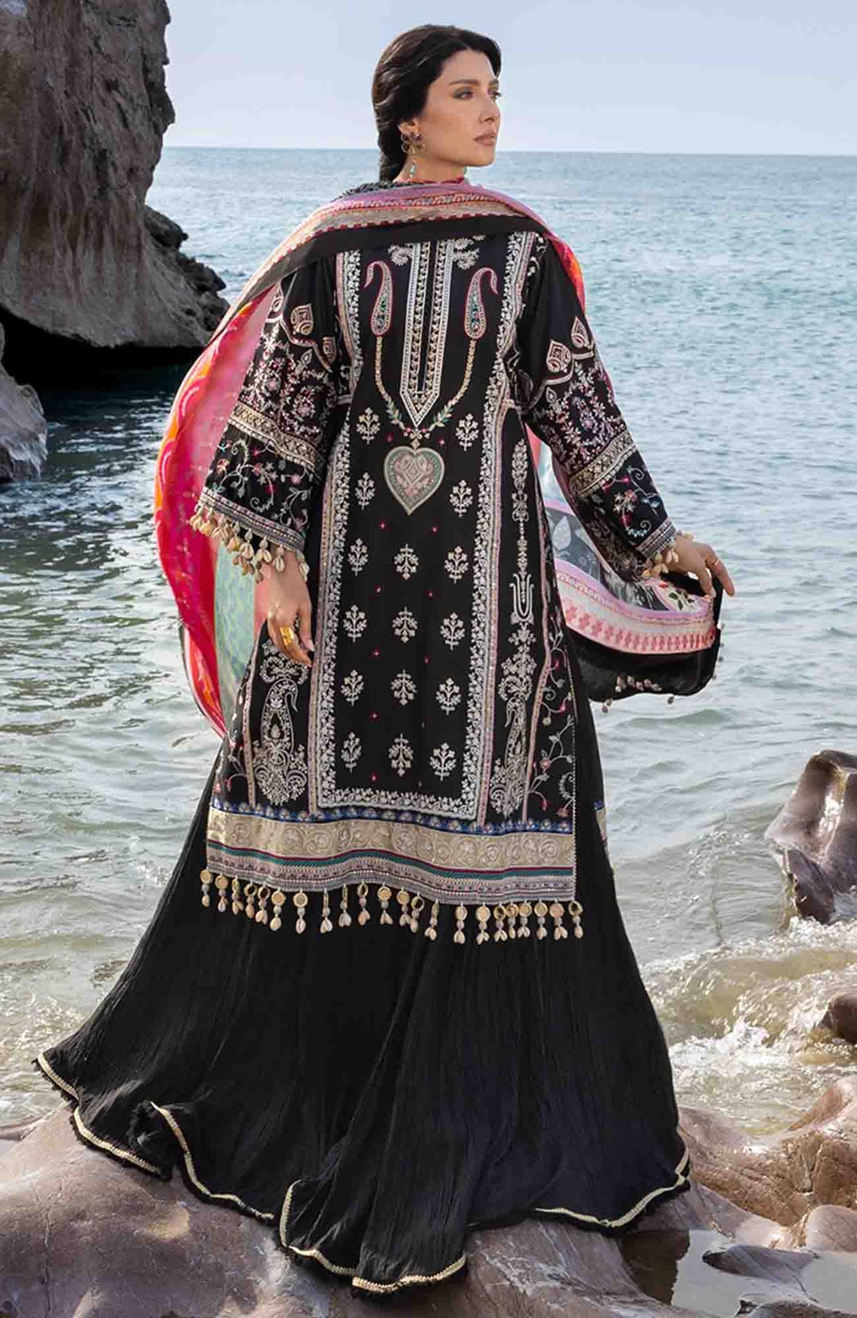 Siraa Lawn by Sadaf Fawad Khan Embroidered Suit Unstitched 3 Piece - SFKSILXL04- Kohl - Summer Collection