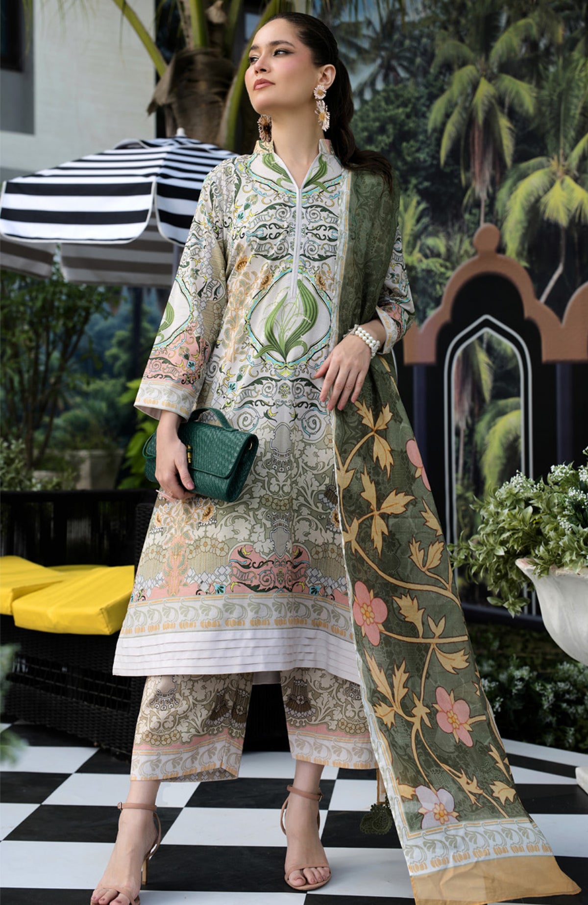 Luxury Printed Lawn By Regalia Unstitched  Lawn Printed 3 Piece Suit  - RGLASIBPRT-06- Mint Mehro- Summer Collection