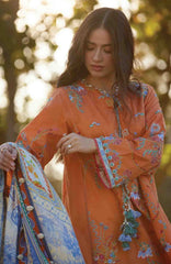 Luxury Lawn By Farah Talib Aziz Unstitched Lawn Embroidered 3 Piece Suit - FTALXL-04- Lucia Burnt Orange  - Summer Collection