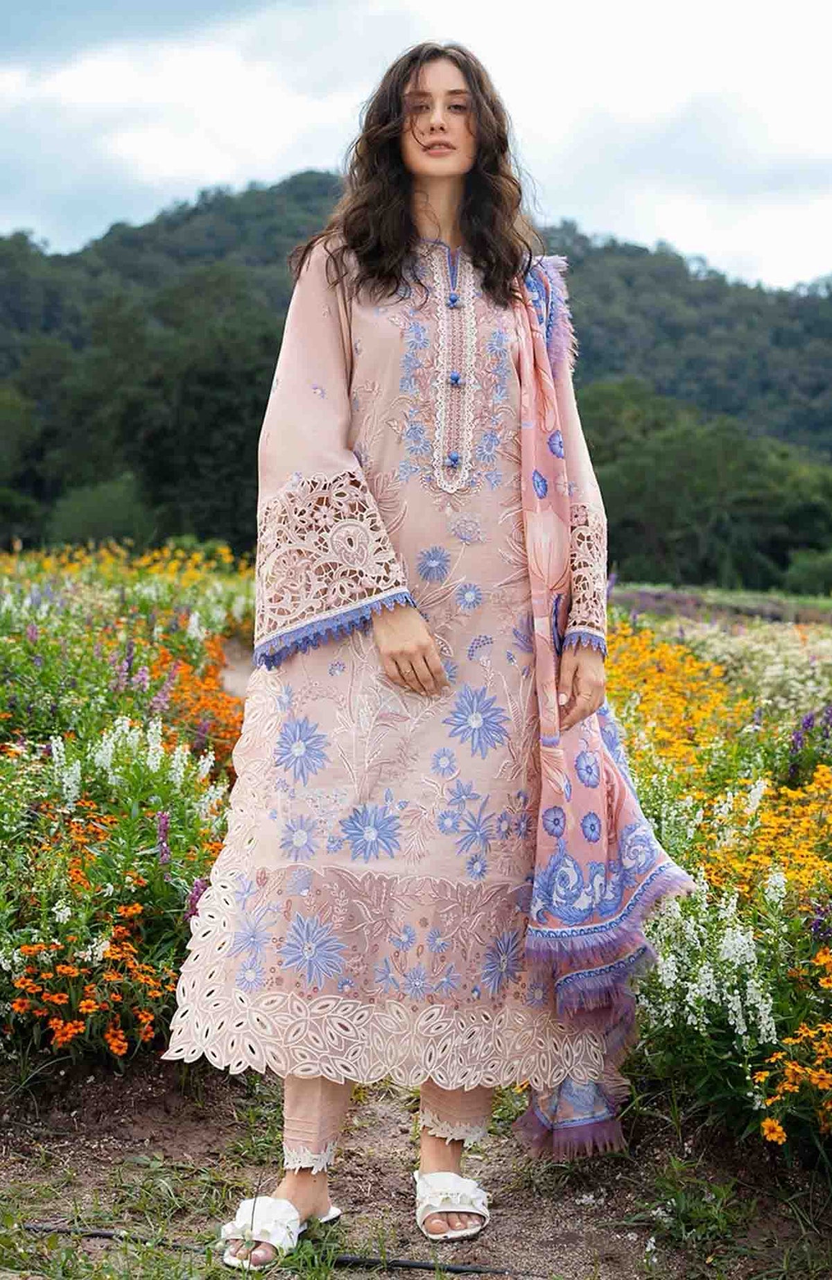 The Secret Garden - Hemline By Mushq Unstitched Lawn  Embroidered 3 Piece Suit MQHMSGL - 014 - Bloom Sonata -  Summer Collection