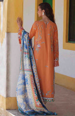 Luxury Lawn By Farah Talib Aziz Unstitched Lawn Embroidered 3 Piece Suit - FTALXL-04- Lucia Burnt Orange  - Summer Collection