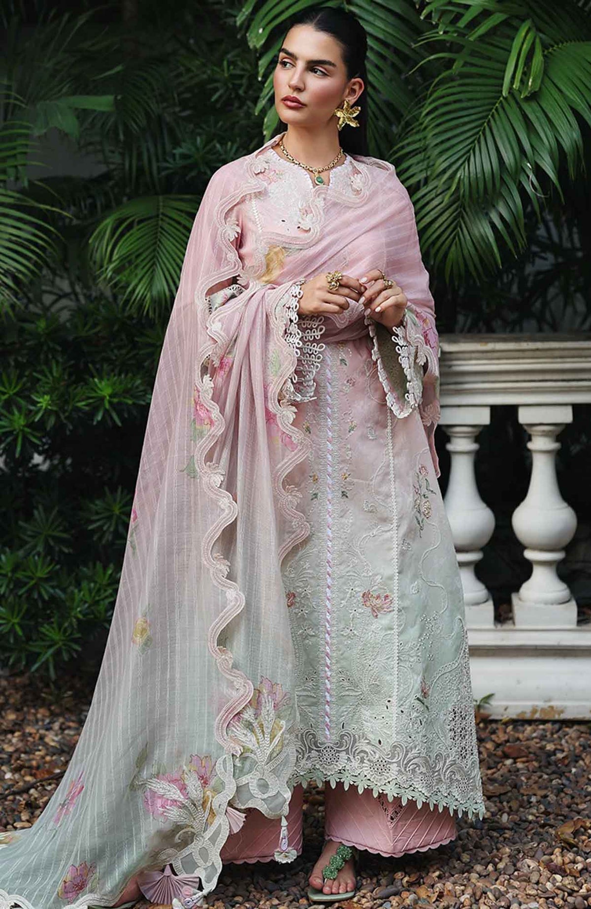 Qline by Qalamkar  Unstitched Lawn Embroidered 3 Piece Suit - QLMQDL-4- Vanya -  Summer Collection