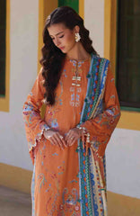 Luxury Lawn By Farah Talib Aziz Unstitched Lawn Embroidered 3 Piece Suit - FTALXL-04- Lucia Burnt Orange  - Summer Collection