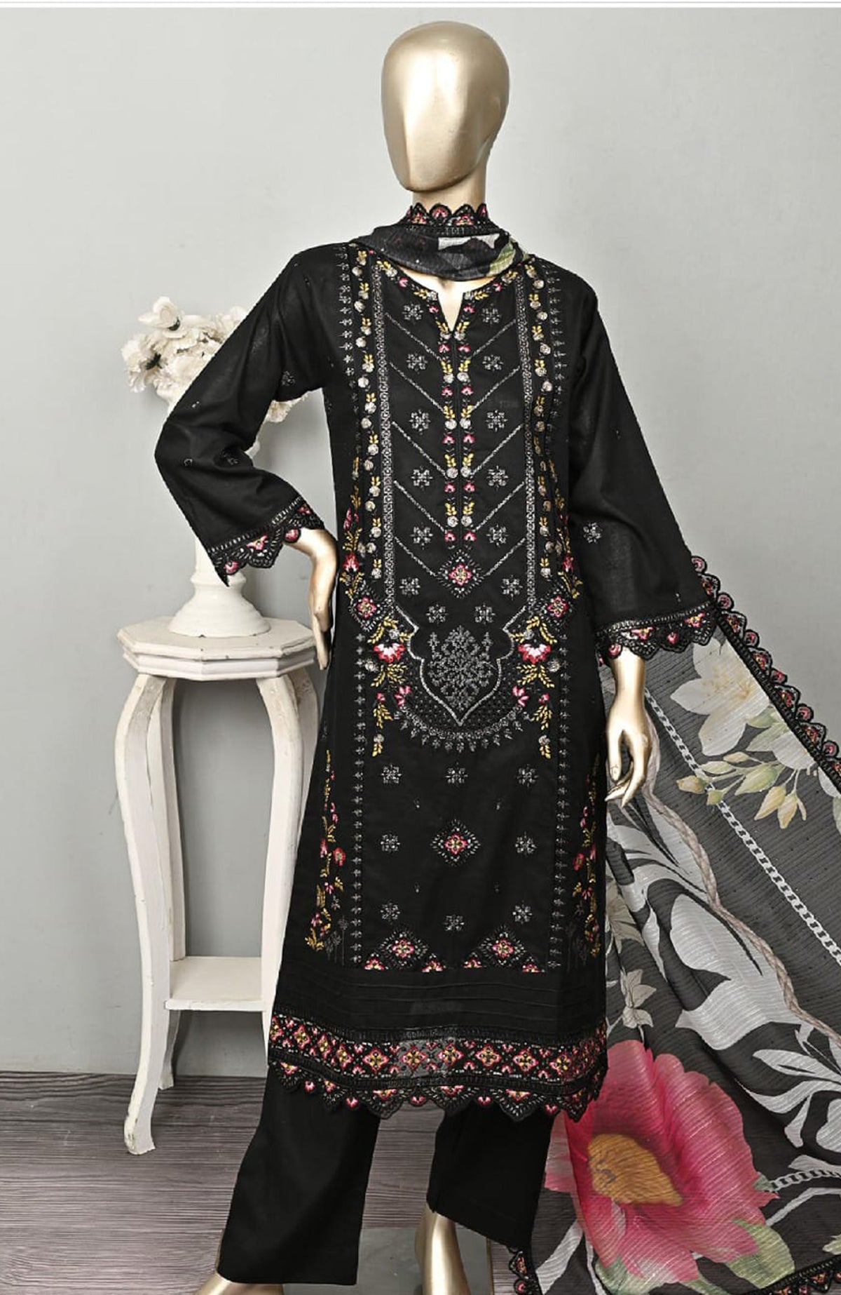 Serafina  by Peach By Rivaaj Unstitched Embroidered 3 Piece Suit  - SFAPRJE -4A - Moon Light- Summer Collection