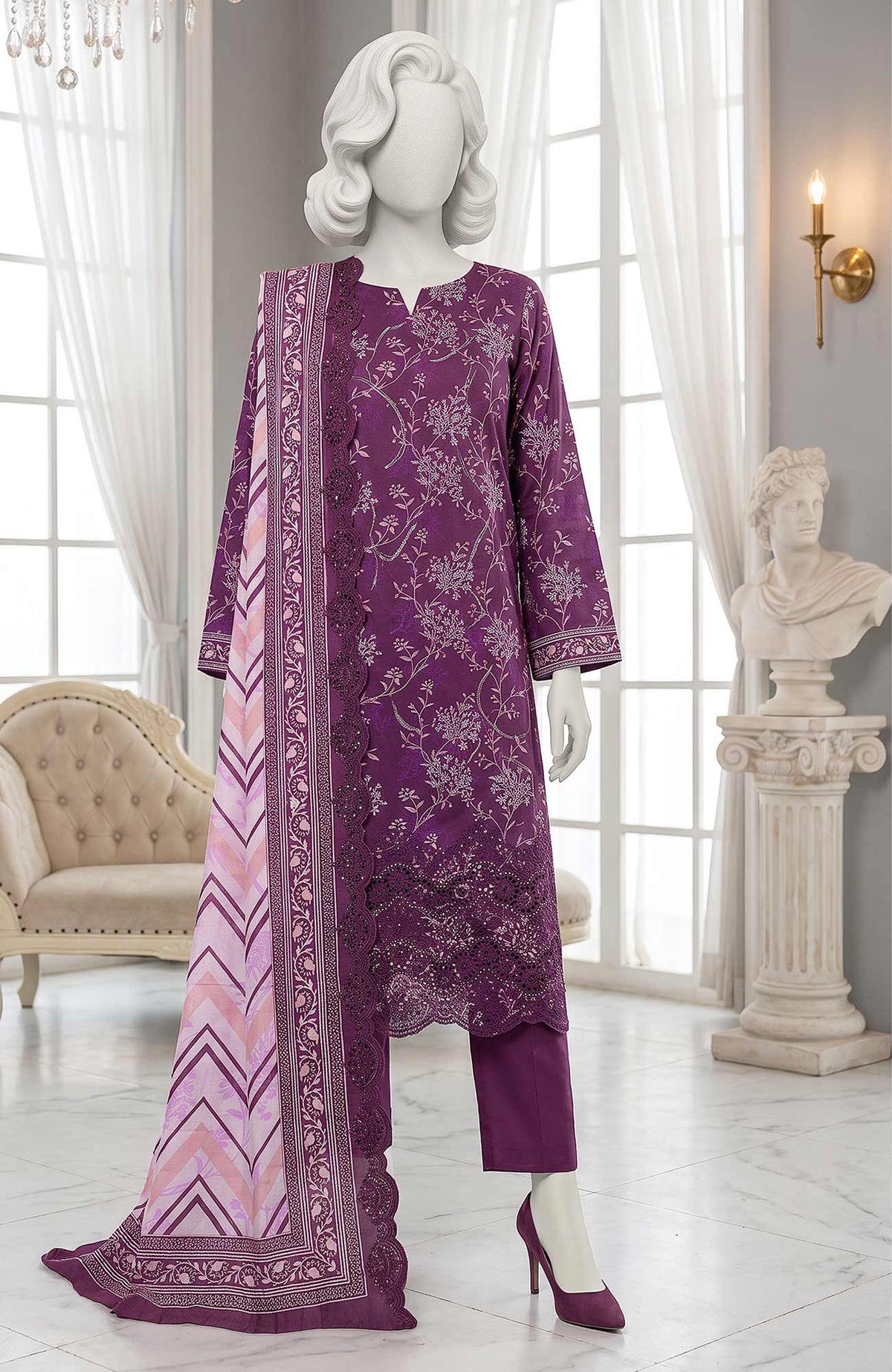 LUCHI  By Justuju Unstitched Embroidered Cambric 3 Piece Suit - JTJLCHI-05- Winter Collection