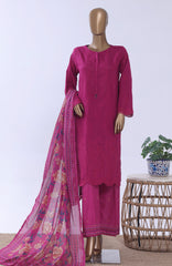 Chikankari BY HZ Textiles  Ready to wear Embroidered 3 Piece Suit -HZCHKEMB -05- Shocking Desire-  Summer Collection