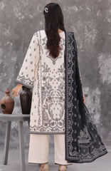 Maya Cambric Vol 1  BY Aizal Ready to wear Printed 3 Piece Suit -AZLV1MYA -04- Ivory Black Floral-  Winter Collection