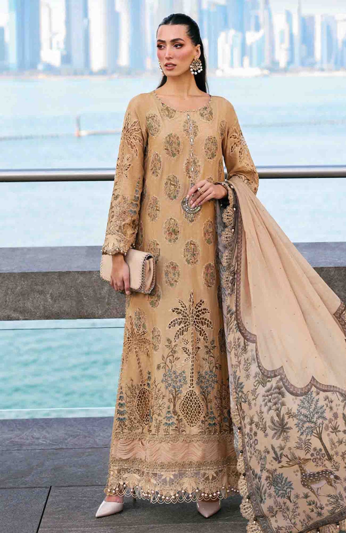 Luxury Lawn By Maria B Unstitched Lawn Embroidered 3 Piece Suit - MBLXL-5A- Summer Collection
