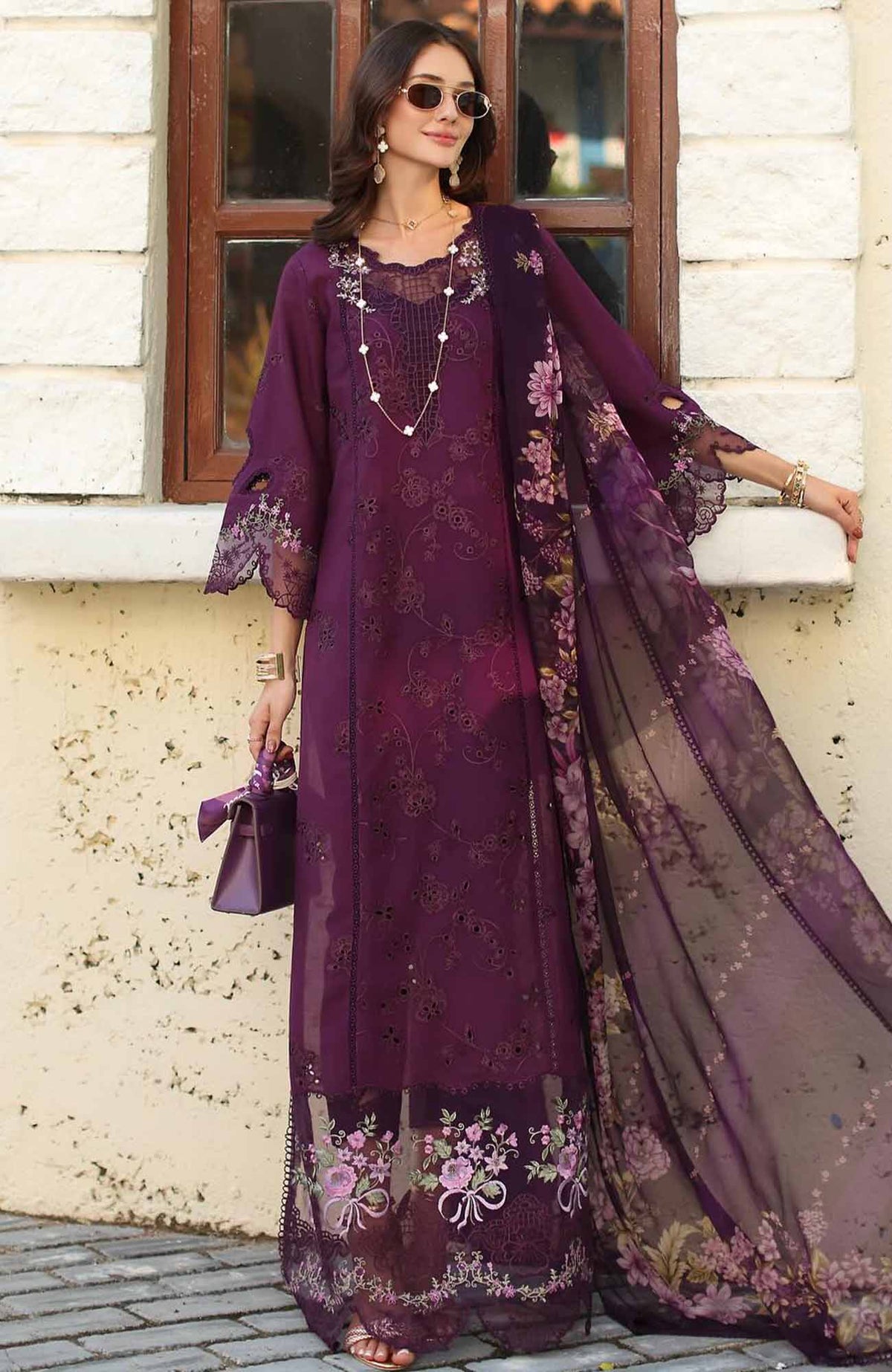 Noor Chikankari By Saadia Asad Unstitched Lawn Embroidered 3 Piece Suit - NSACKL-5A -  Summer Collection