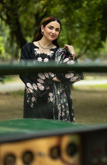Luxury Lawn VoII By Elaf Unstitched Lawn Embroidered 3 Piece Suit - ELFLXL-5B- Black Mascara - Summer Collection