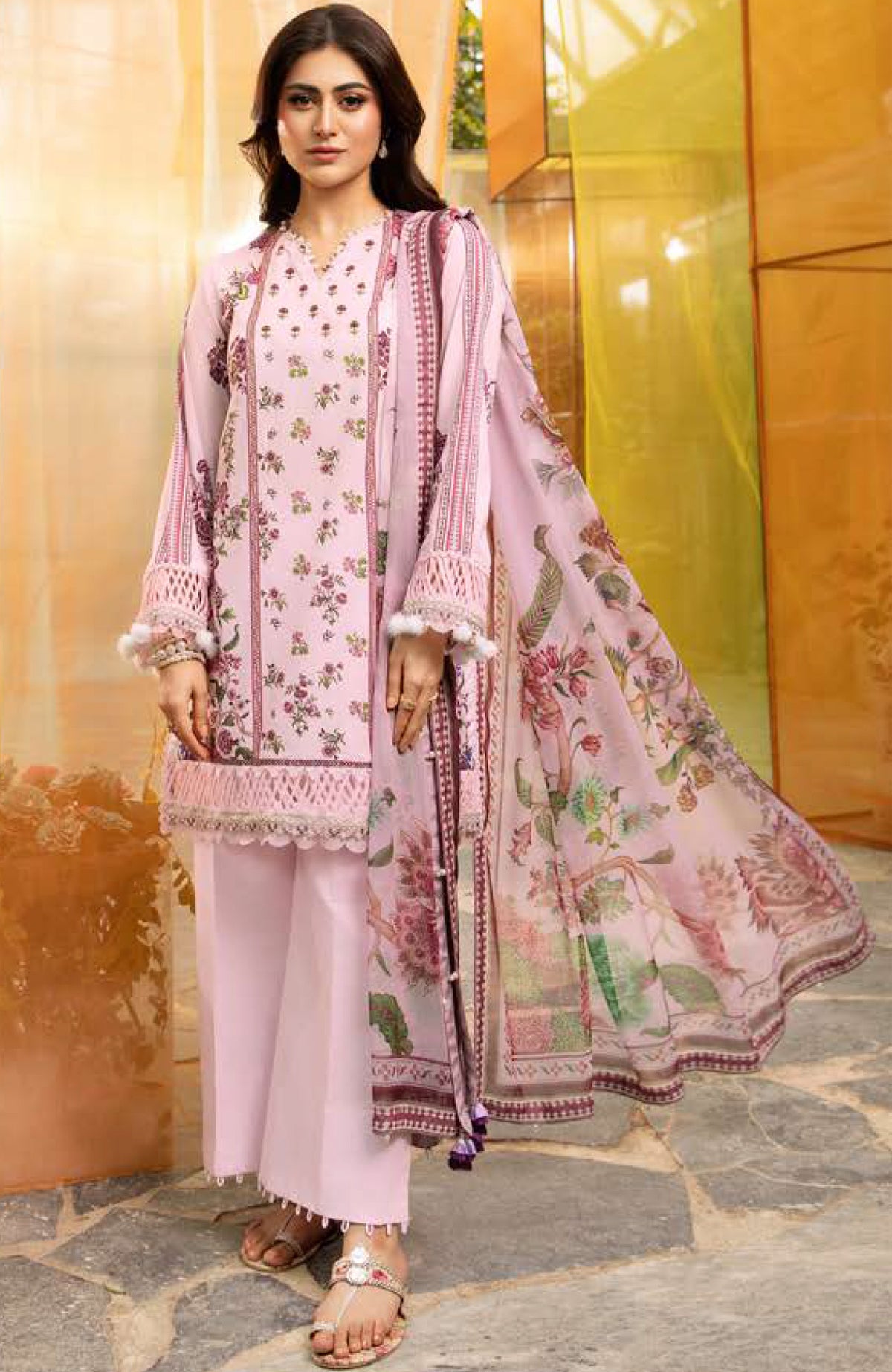 Maria B M Basic Vol-1 Printed Lawn Suits Unstitched 3 Piece - MBSV125L5B -   Summer Collection