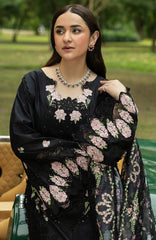 Luxury Lawn VoII By Elaf Unstitched Lawn Embroidered 3 Piece Suit - ELFLXL-5B- Black Mascara - Summer Collection