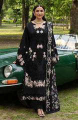 Luxury Lawn VoII By Elaf Unstitched Lawn Embroidered 3 Piece Suit - ELFLXL-5B- Black Mascara - Summer Collection