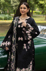 Luxury Lawn VoII By Elaf Unstitched Lawn Embroidered 3 Piece Suit - ELFLXL-5B- Black Mascara - Summer Collection