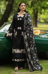 Luxury Lawn VoII By Elaf Unstitched Lawn Embroidered 3 Piece Suit - ELFLXL-5B- Black Mascara - Summer Collection