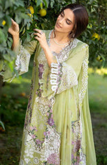 Luxury By Elaf Unstitched Lawn Embroidered 3 Piece Suit - ELFLXL-8- Pistachia - Summer Collection