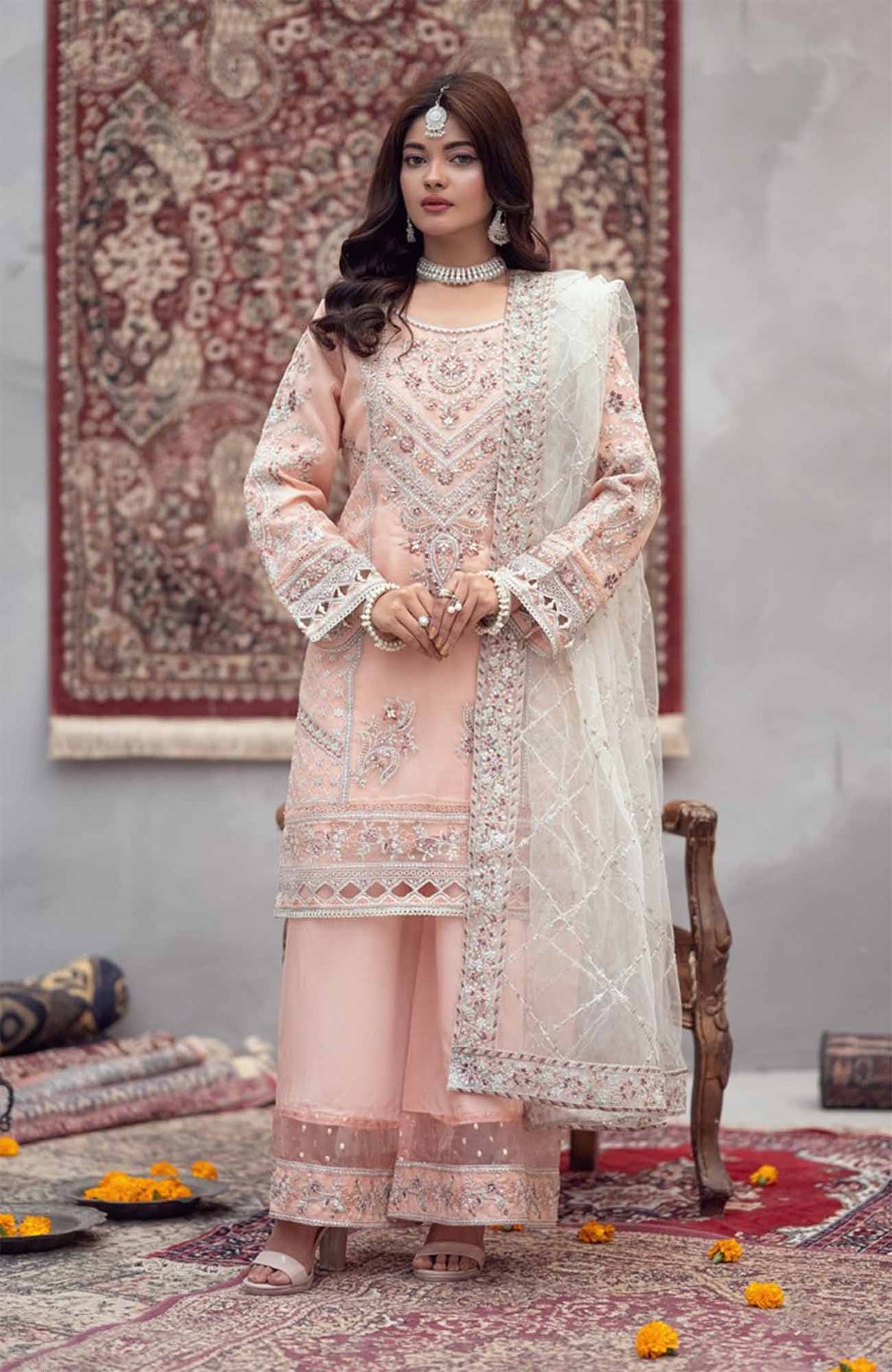 Zurr Signature by AB Textile Ready To Wear Organza Embroidered 3 Piece Suit - ABZRSN-05 - Formal Collection