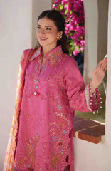 Luxury Lawn By Farah Talib Aziz Unstitched Lawn Embroidered 3 Piece Suit - FTALXL-05- Palmira Pink- Summer Collection