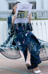 Signature Vol- II By Elaf Unstitched Lawn Embroidered 3 Piece Suit - ELFSGNV2-3A- Mariel - Summer Collection