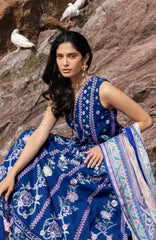 Siraa Lawn by Sadaf Fawad Khan Embroidered Suit Unstitched 3 Piece - SFKSIL05-Neel- Summer Collection