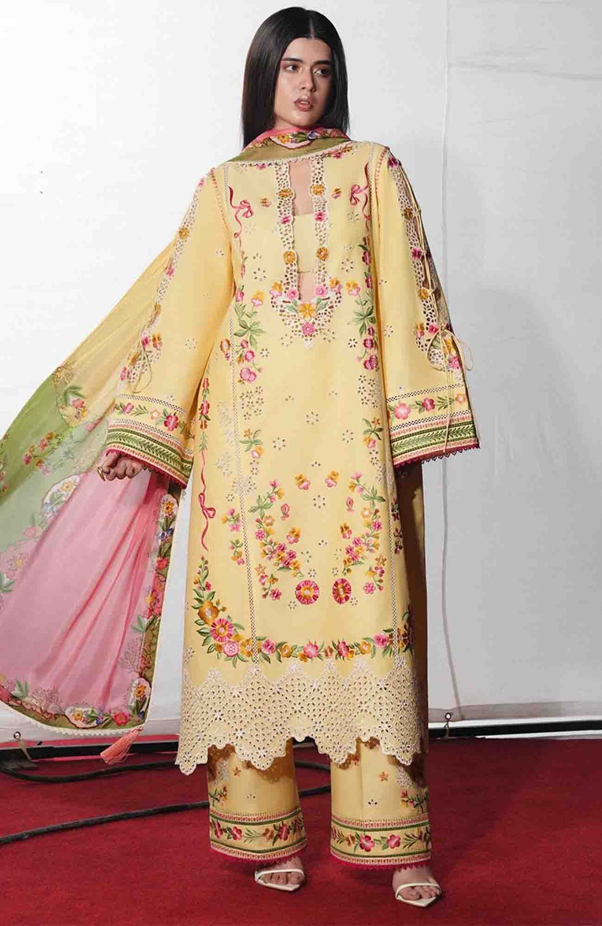 Jugnu by Hussain Rehar Unstitched Lawn Embroidered 3 Piece Suits- -JUGELXL-05- Jahan- Summer Collection