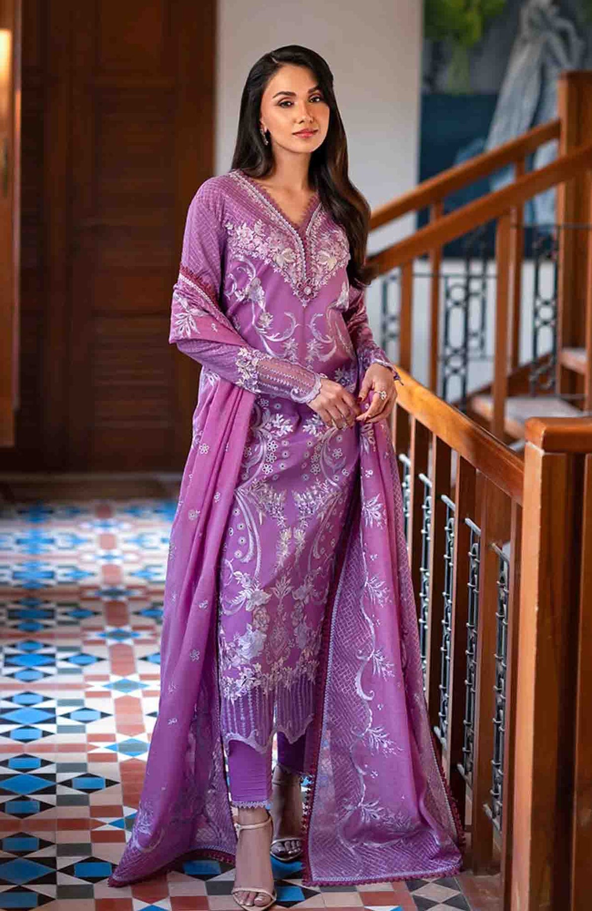 Astoria By Mushq Unstitched  Festive Lawn Embroidered 3 Piece Suit - MQHMAFL-01- Arielle -  Summer Collection
