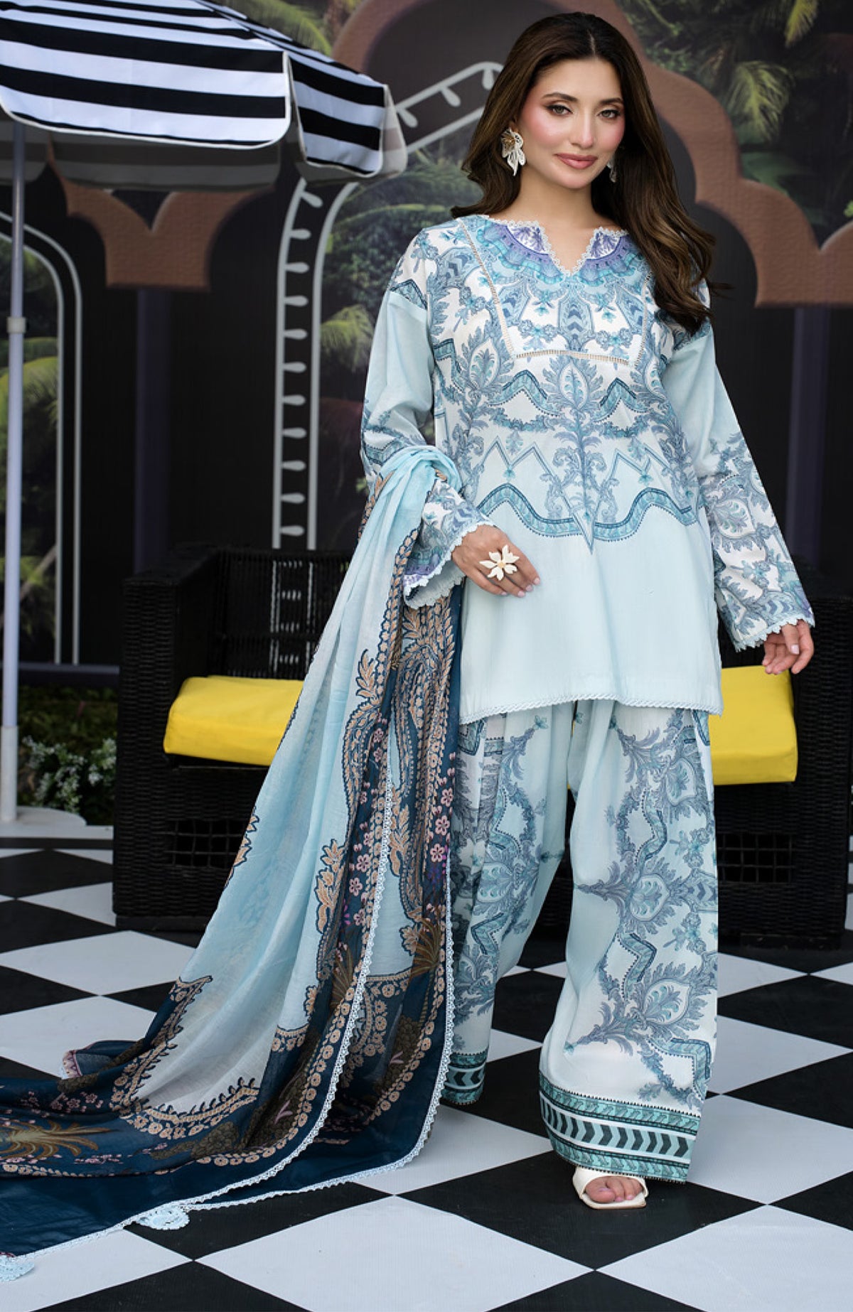 Luxury Printed Lawn By Regalia Unstitched  Lawn Printed 3 Piece Suit  - RGLASIBPRT-01- Lime laila- Summer Collection