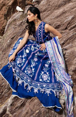 Siraa Lawn by Sadaf Fawad Khan Embroidered Suit Unstitched 3 Piece - SFKSIL05-Neel- Summer Collection
