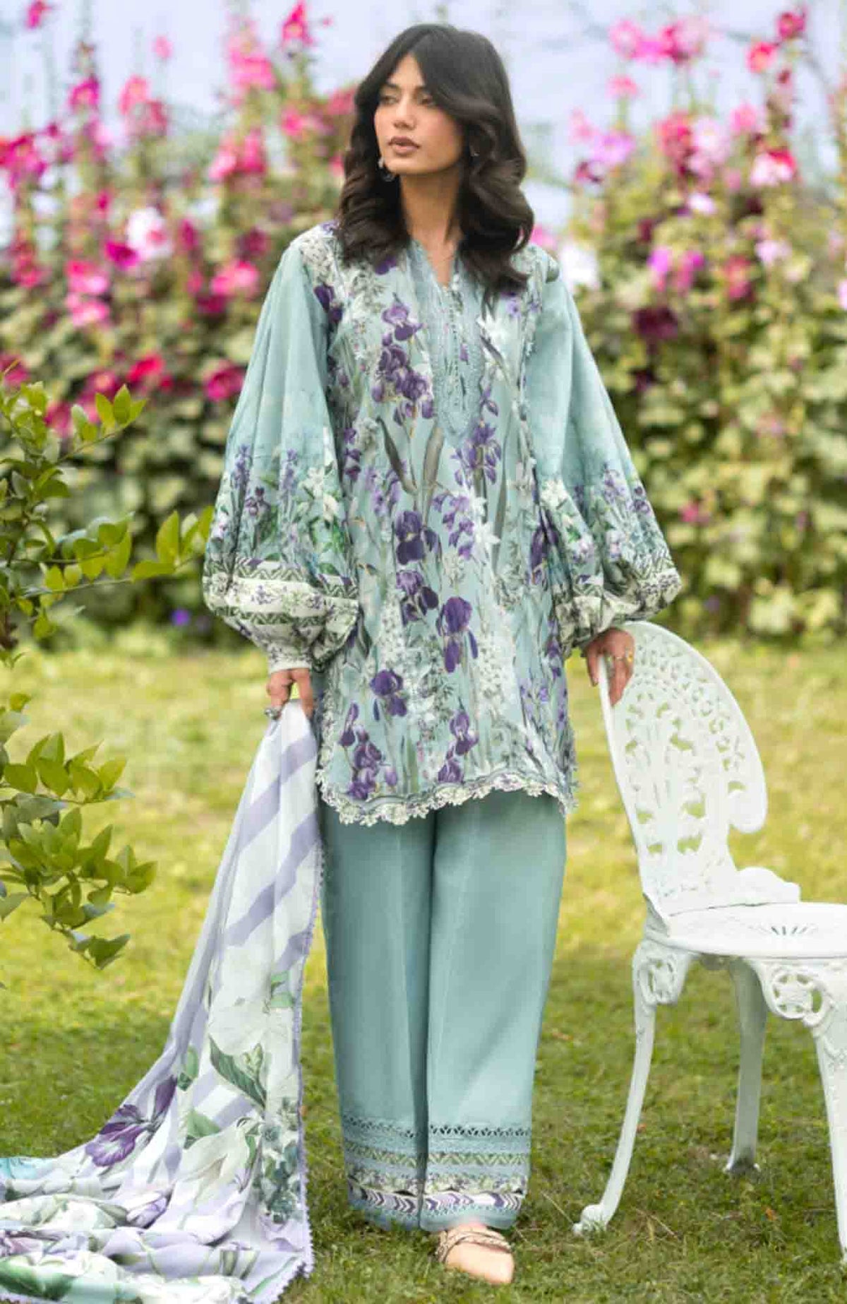 Bridgerton By Elaf Unstitched Lawn Printed 3 Piece Suit  - ELFBRGLP-2B- Lady Affair- Summer Collection