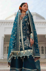 Kala Bagh By Hussain Rehar Unstitched Luxury Lawn Embroidered 3 Piece Suit - HRKBLXL-05- Azraq- Summer Collection