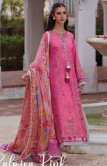 Luxury Lawn By Farah Talib Aziz Unstitched Lawn Embroidered 3 Piece Suit - FTALXL-05- Palmira Pink- Summer Collection