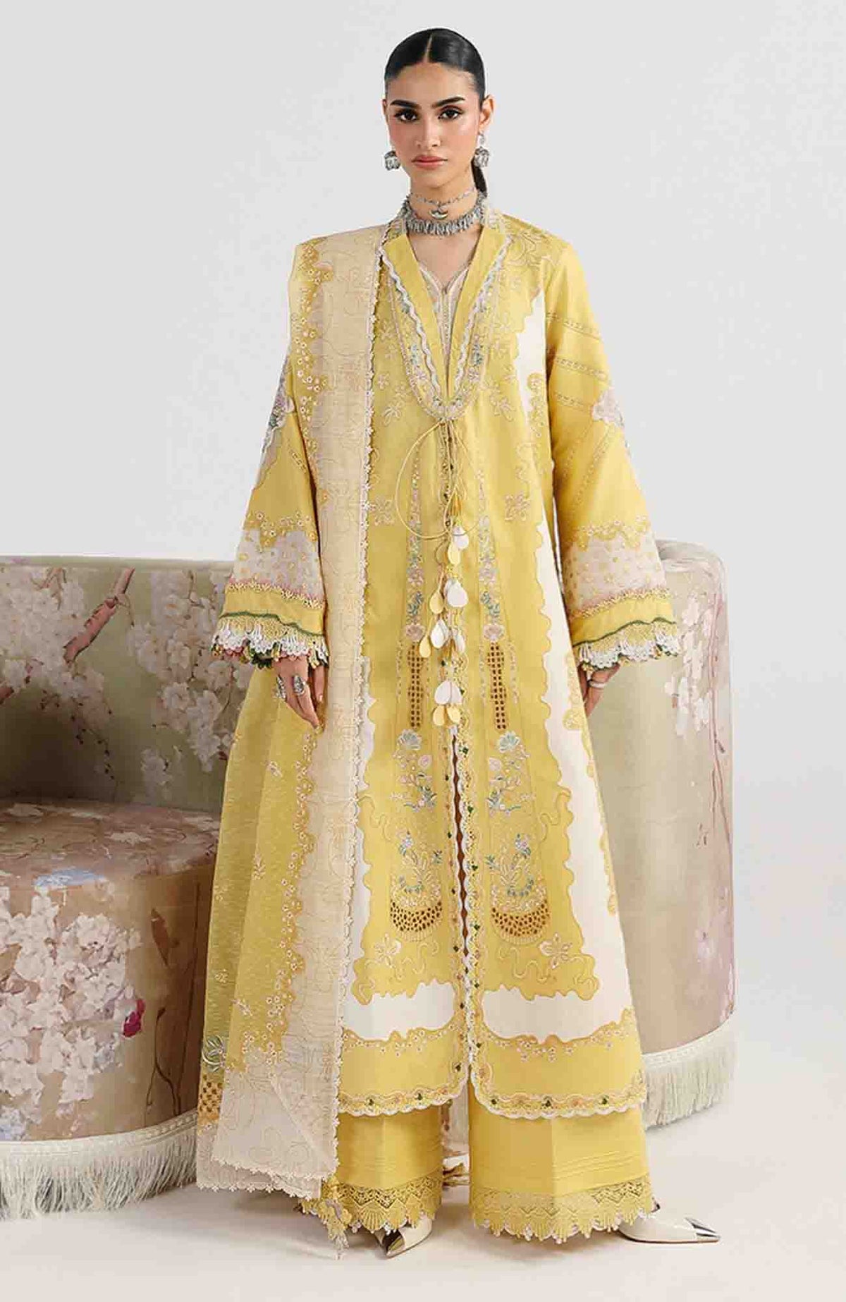 Festive Lawn By Qalamkar Unstitched Lawn Embroidered 3 Piece Suit  - QLMFSTL-05-Zaria - Summer Collection