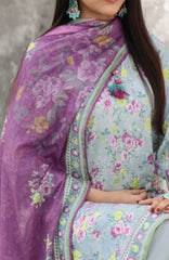 Maya Cambric Vol 1  BY Aizal Ready to wear Printed 3 Piece Suit -AZLV1MYA -07-  Light Blue Floral-  Winter Collection