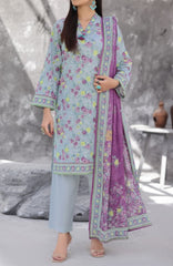 Maya Cambric Vol 1  BY Aizal Ready to wear Printed 3 Piece Suit -AZLV1MYA -07-  Light Blue Floral-  Winter Collection