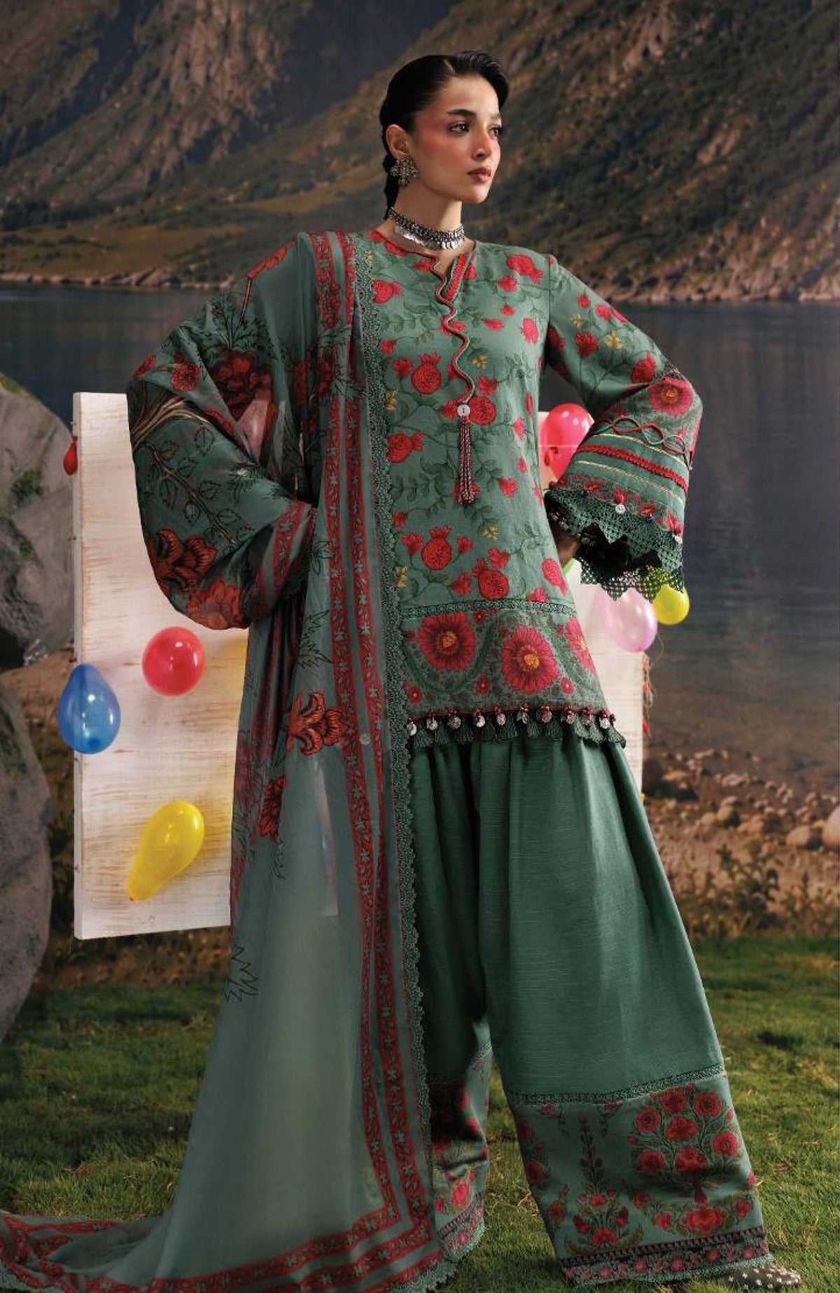 M Basics Agla Station by Maria B Unstitched Printed Khaddar 3 Piece Suit - MBSCKHDW-6A- Winter Collection