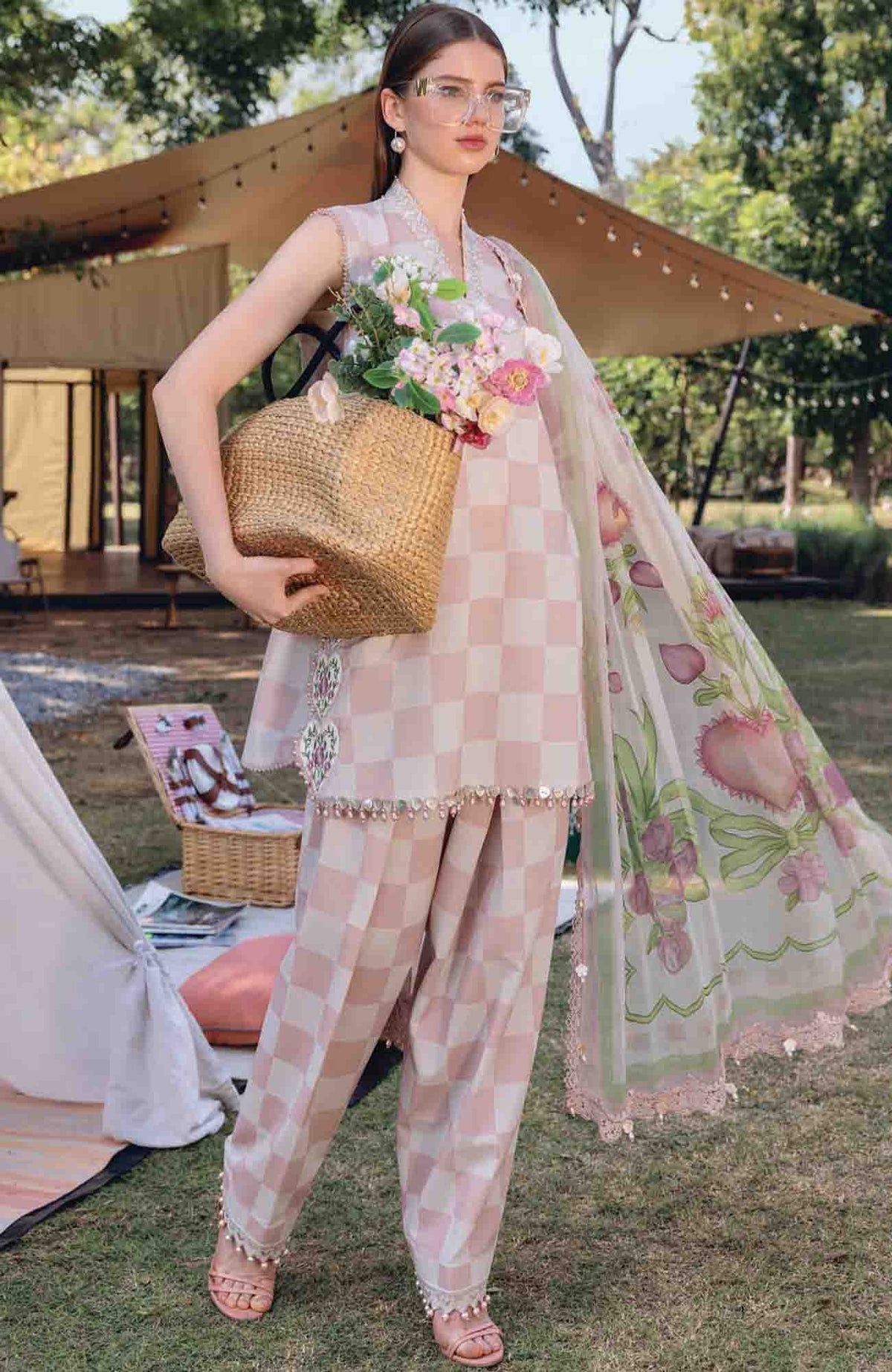 Mprints Safari Scape by Maria B Unstitched Lawn Embroidered 3 Piece Suit - MBMPSSL-6A -  Summer Collection