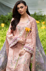 Luxury Lawn VoII By Elaf Unstitched Lawn Embroidered 3 Piece Suit - ELFLXL-6A- Blushing Rose - Summer Collection