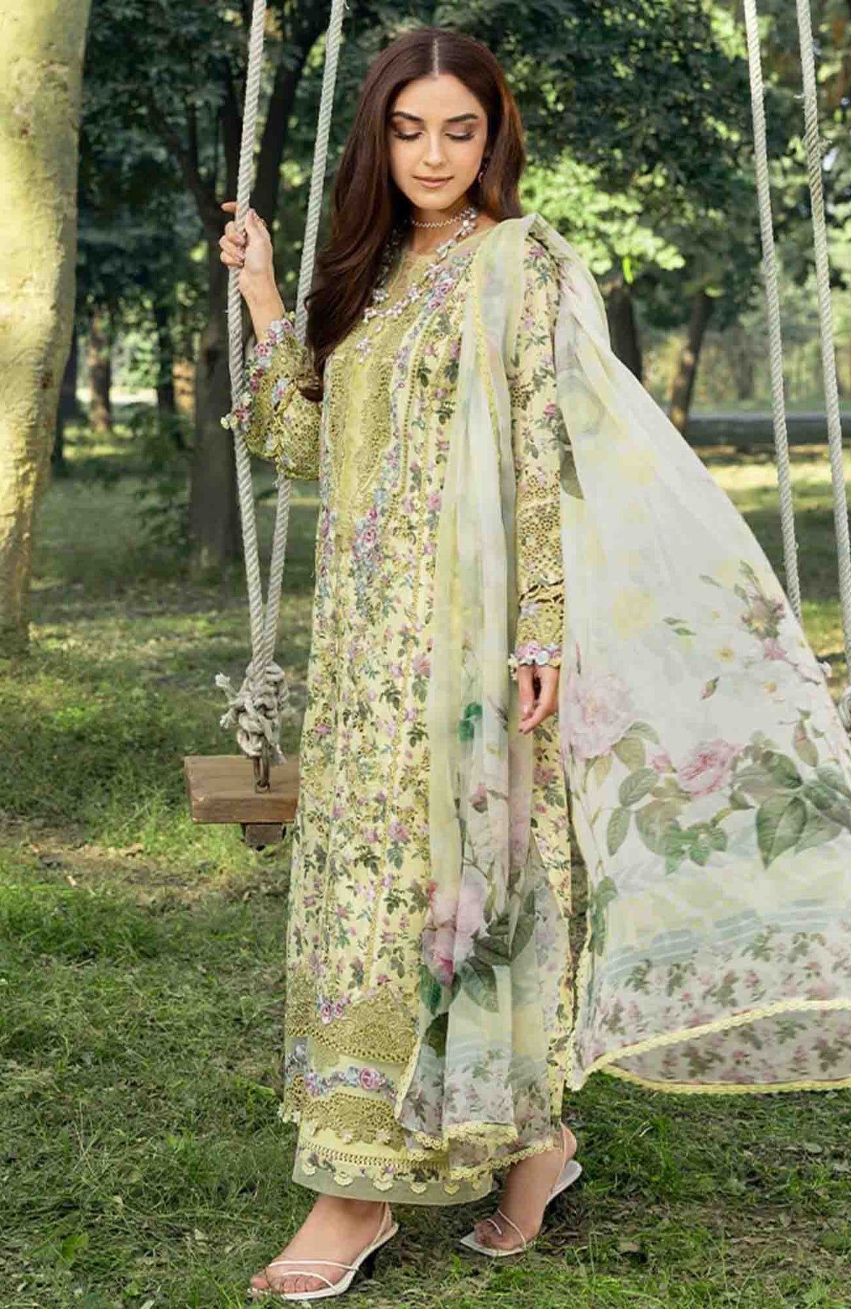 Chikankari by Elaf Unstitched Lawn Embroidered 3 Piece Suit - ELFCKL6A- Eyra -Summer Collection
